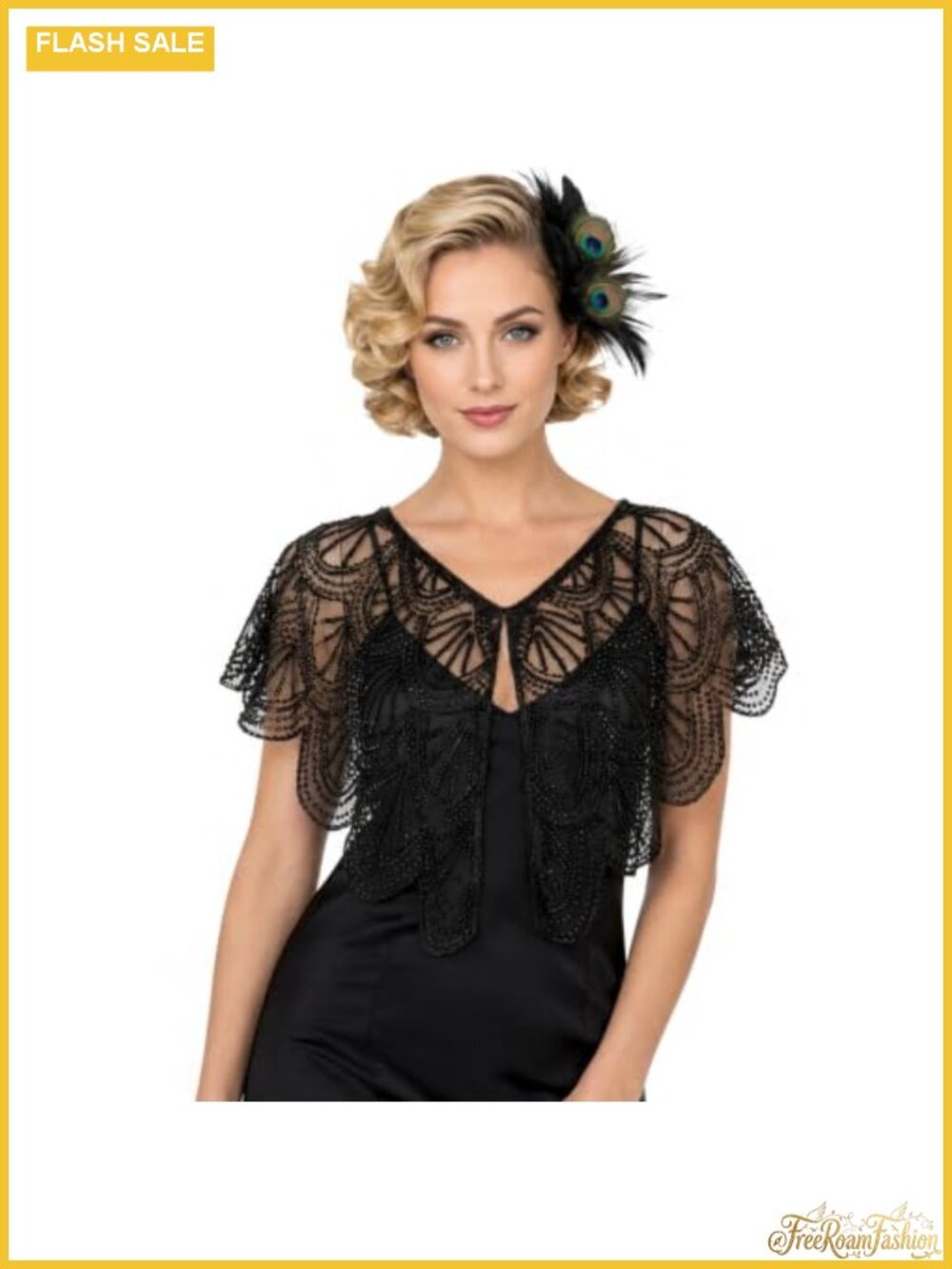 Beaded Sequin Shawl 1920s Evening Capelet Flapper Wrap